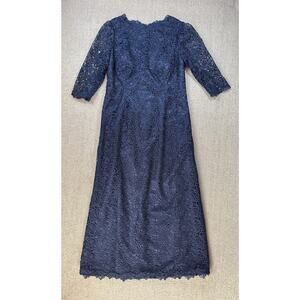 Jade Couture Formal Dress Lace Crochet Full Length Maxi Size 12 Petite